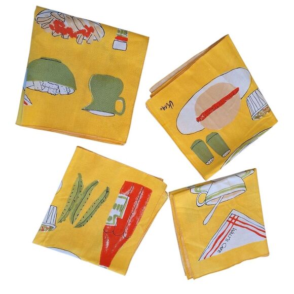 Vera Neumann Walt’s Cafe FOUR Cloth Napkins Table Linens Vintage Kitsch Decor - Picture 5 of 16